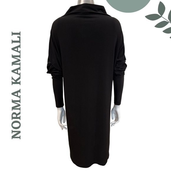Norma Kamali Black Cowl Neck Cocoon Sleeve Midi Dress | Size Small - Picture 4 of 6